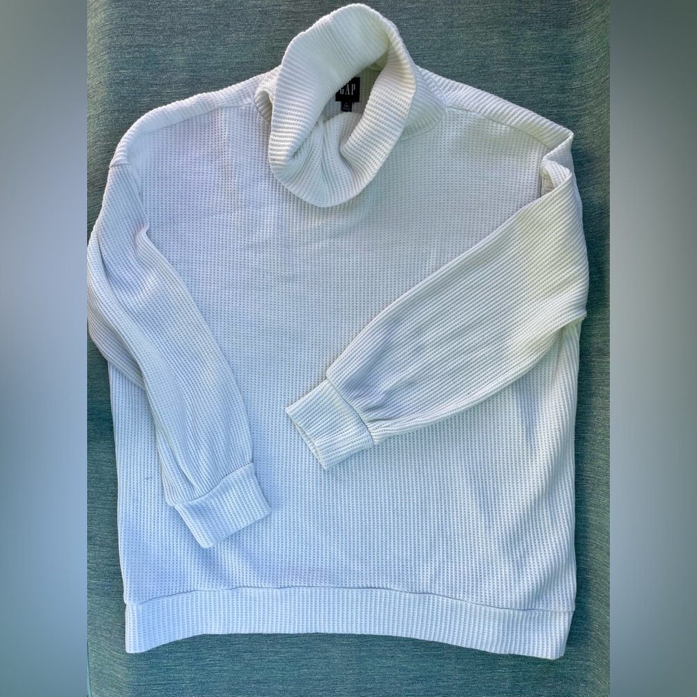 GAP Off White Turtleneck Thermal Relaxed Fit Shirt Large Tall